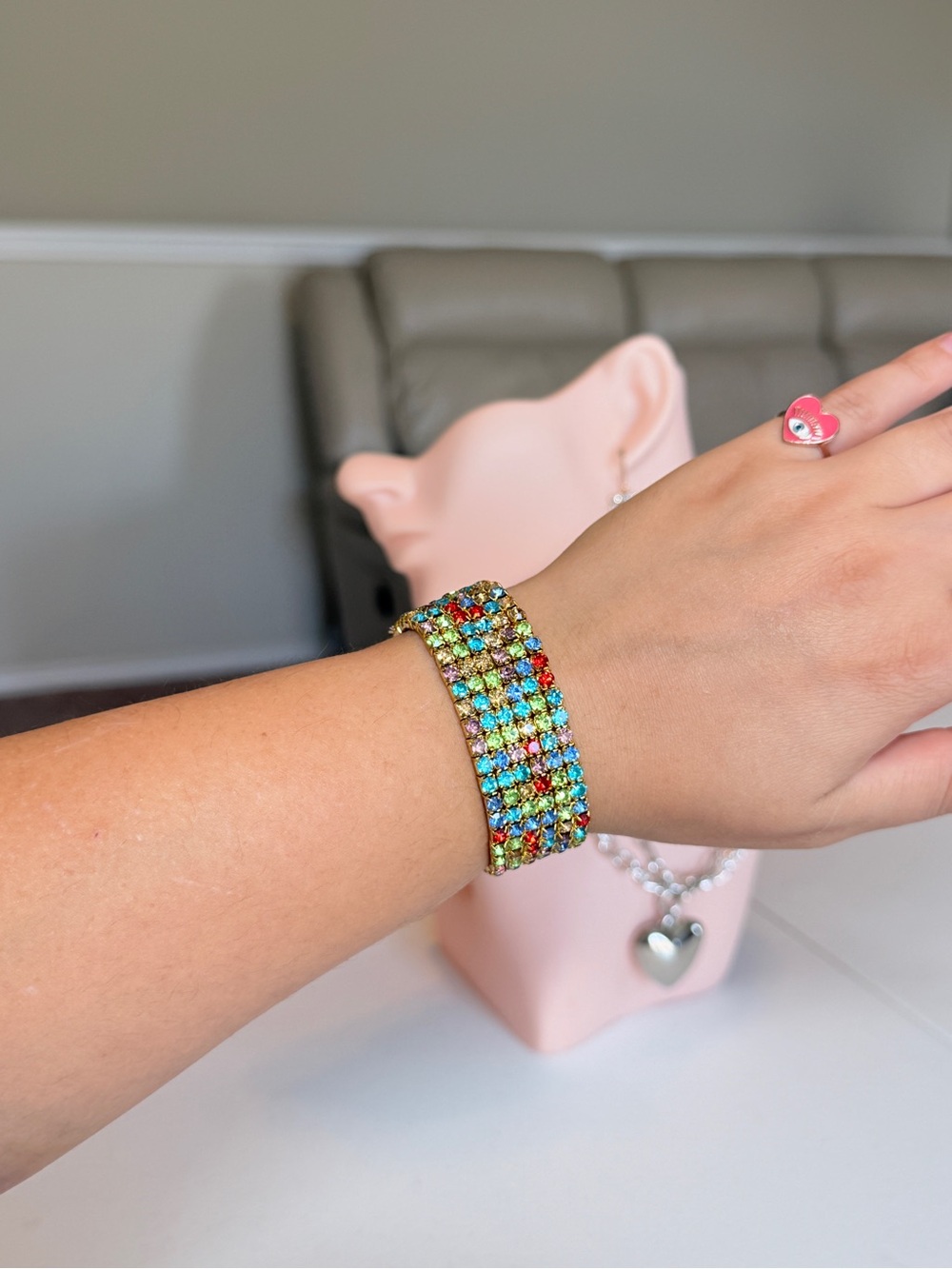 MultiColor Gemstone Stretch Bracelet